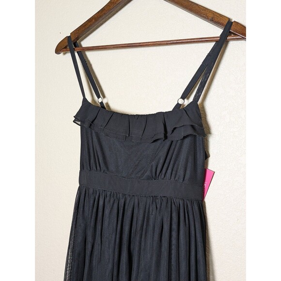 NWT Black Mesh Babydoll Midi Dress with Ruffle Trim Size Large Y2K Coquette PLL - Picture 10 of 12